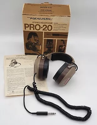 Realistic Stereo Headphones PRO 20 Radio Shack Vintage Original Box Extender Cor • $45