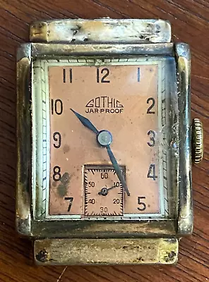 Vintage 10k Rolled Gold Gothic Jar Proof 17j Manual Wind Mens Wristwatch • $49.99