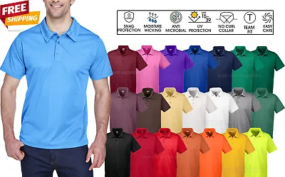 Mens Moisture Wicking Polo Shirt Snag & UV Sun Protection Antimicrobial XS-4XL • $25.99