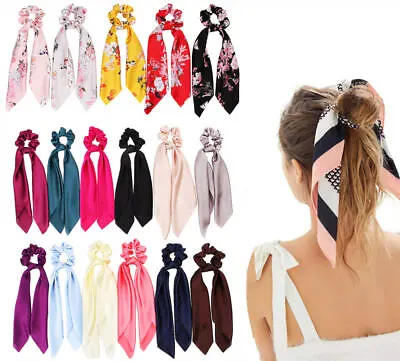 £2.08 • Buy Satin Ponytail Scarf Bow Hair Rope Ties Scrunchies Ribbon Band Flower Leopard