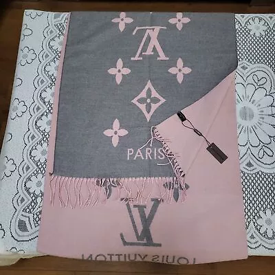 Louis Vuitton Wool Shawl Pink Scarf 65cmx180cm • $108.60