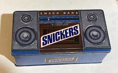 Vintage 1989 Collectible Tin Snickers Snack Bar Mars Candy Metal Boombox Hinged • $14.79