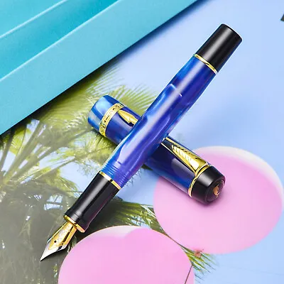 Kaigelu 316 Mini Celluloid Blue Fountain Pen EF/F/M Nib Beautiful Acrylic Pen • $20.22