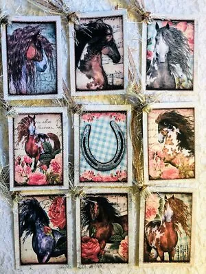 Vintage Wild Horses~(9) Gift Hang Tags~Junk Journals~Scrapbooks~Cards~399R • $4.79