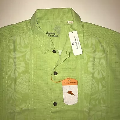 Men's Tommy Bahama Amazon Jacquard Silk Button Front Camp Shirt-Size XL (T34762 • $59.99