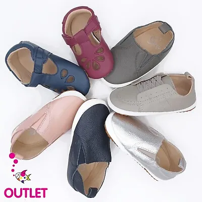 OUTLET Leather Baby Shoes Toddler 1st Walking Shoes With Rubber Sole UK3-7 • £7.99