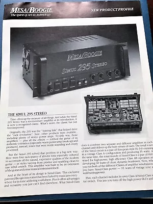 Mesa Boogie New Product Profile Promo 1988 Simul 295 Stereo Power Amplifier • $15.29