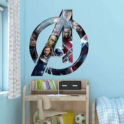 Marvel Avengers Logo Full Colour High Quality Wall Sticker 11-130 Cm (52 Inch) • £4.49