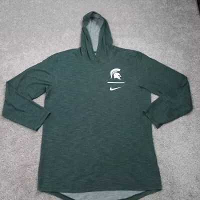 Nike Michigan State Spartans Hoodie Men's Medium Green Dri-Fit Hooded Sweatshirt • $22.99