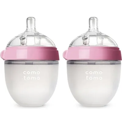 New Comotomo Baby Bottle - Soft Hygiene Silicone Pink 5 Fl Oz/ 150 Ml (2 Pack) • $17.49