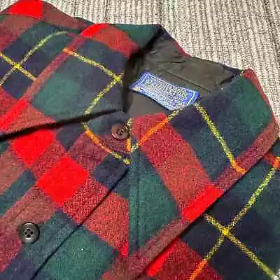 Vintage Pendleton Men's Medium Shirt Jacket 100% Pure Wool Red Plaid • $69.99