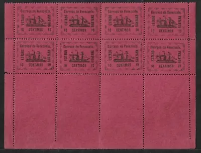 VENEZUELA 1903 BLOCK OF 8 10c BAN-RIGH MINT PERF • $0.99