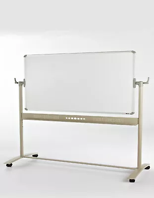 Mobile Magnetic DryWipe Whiteboard-Horizontal Rotating-School-1800mm X 1200mm • £225
