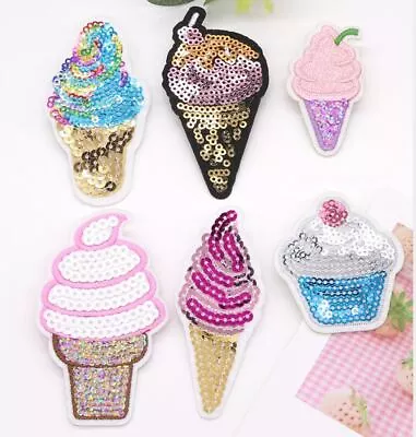 Ice Cream Embroidered Fabric Applique Sew It / Iron On Diy Patch Badge * • $3.99