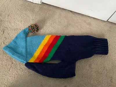 ChillyDogs Vintage Ski Hoodie Hand Knit Wool Dog Sweater • $3