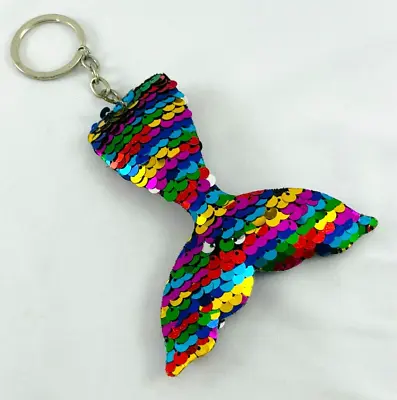 Multi Color Sequin Mermaid Whale Dolphin Tail Key Chain • $8