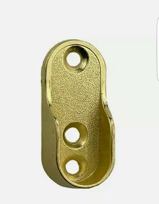  2 X OVAL WARDROBE HANGING RAIL END SUPPORT BRACKETS BRASS GOLD  END 20mm X 45mm • £3.50