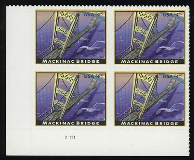 US #4438 $4.90 Mackinac Bridge Priority Mail Plate Block PB VF NH MNH • $37.75