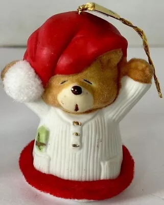 Vintage Jasco Soft'n Snoozy Chimers Hand Painted Bisque Bear Christmas Ornament • $4.99