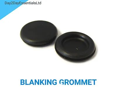 Blanking Grommet Blind Open Closed Bung Black PVC Rubber Cable Stop - All Sizes • £1.89