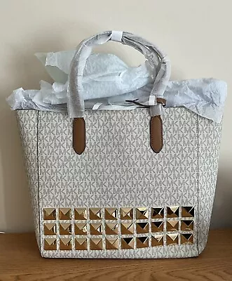 New Michael Kors Sinclair Vanilla Acorn Large East West Tote Bag $398.00 • $174.99