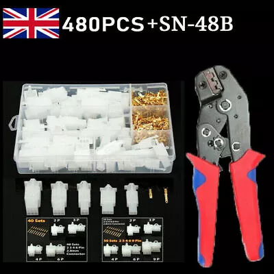 480x 2.8mm 2/3/4/6 Pin Motorcycle Car Electrical Auto Wire Connectors Plier Kit • £6.99