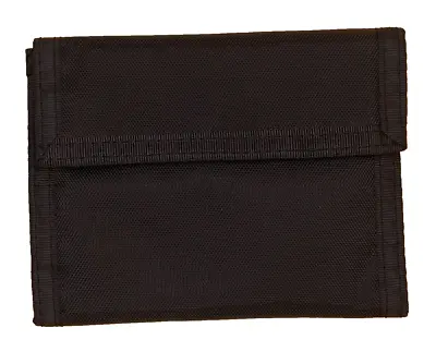 Black/Grey Bifold Hook And Loop Secure Wallet With Credit Card And Cash Slots • $18.95