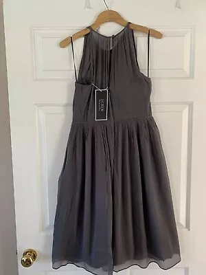 NWT Jew Crew 'Megan' Size 8 Silk Graphite Gray Bridesmaid Dress Style 06122 • $60