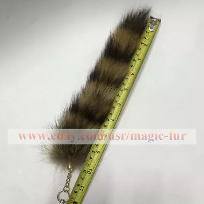 10  / 14  Natural American Raccoon Tail Real Tail Keychain Cosplay Tassel Charm • $9