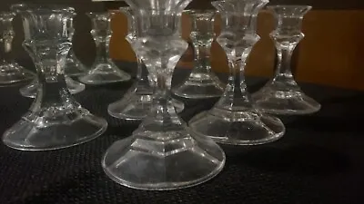 Set Of 4 Vintage Clear Depression Glass Candle Stick Holders - 4 Inches Tall • $10