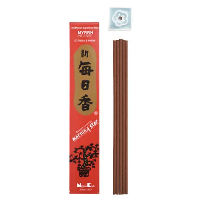Japanese Nippon Kodo Morning Star MYRRH Incense With Stand Holder (50 Sticks) • $7.95