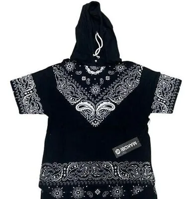 Makobi Men's Lightweight Short Sleeve Fashion Hoodie Shirt Black M150 • $16.99