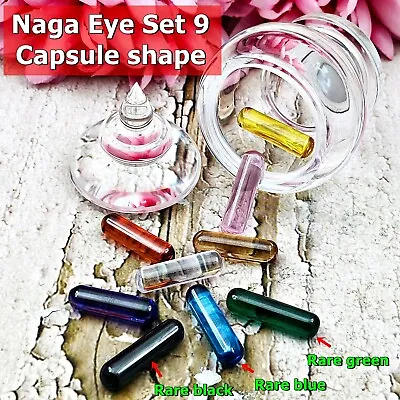 Naga Eye Leklai Healing 9pcs Lucky Protect Stone Capsule Stupa Thai Amulet 17051 • $93.94