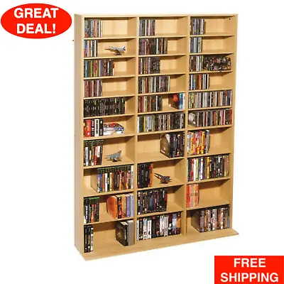 Multimedia Storage Cabinet Stand Tower DVD CD Rack Shelf Organizer Media Book • $130.99