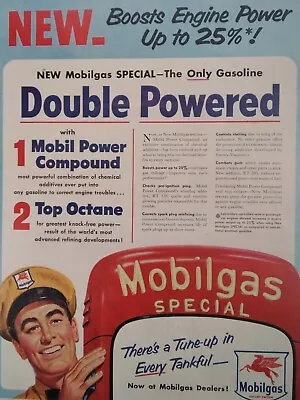 Mobil Gas Print Ad Original Vintage 1950s Socony Pegasus Horse Double Power  • $26.45