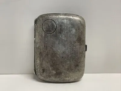 Vintage Cigarette Case 68 Grams Engraved With An  M  Silver Color Metal • $69.95