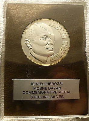 Moshe Dayan Sterling Silver Commemorative Medal Judaica Israel Coin • $149.99