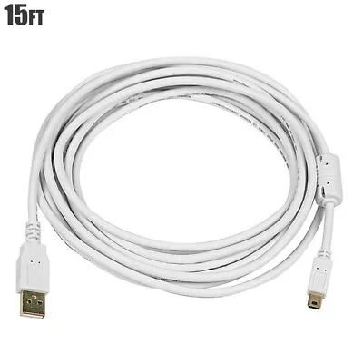 15ft USB 2.0 Type A Male To USB Mini B Male 5-Pin Cable For Camera Gold Plated • $11.28