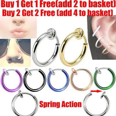 Fake Spring Clip On Nose Ring Hoop Lip Ring Helix Ring Hoop Ear Fake Ring Hoop • £1.29