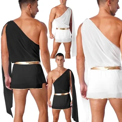 US Men Greek Toga Robes Roman Ancient God Cosplay Jumpsuit Costume Fancy Dress • $12.77