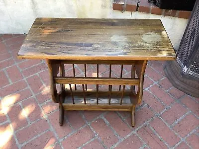 Solid Oak Magazine Rack End Table / Side Table  Vintage • $85