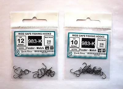 FEEDER MATCH KIRBED FISHING HOOKS Size #12 #10 №983-K Black Nickel 25/50 Hooks • $3.39