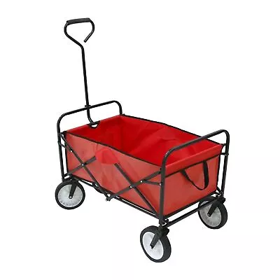 £54.99 • Buy NEW! Red Heavy Duty Foldable Garden Trolley Folding Cart Wagon Truck Wheelbarrow