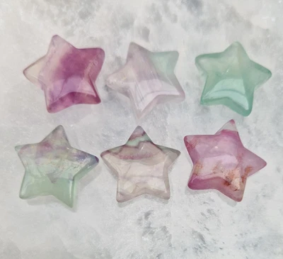 £4.99 • Buy Beautiful Rainbow Fluorite Polished Star Crystal Carvings 🌟💎🌟
