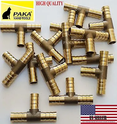 $9.99 • Buy 3 PC - 3/8 HOSE BARB TEE Brass Pipe 3 WAY T Fitting Thread Gas Fuel Water Air