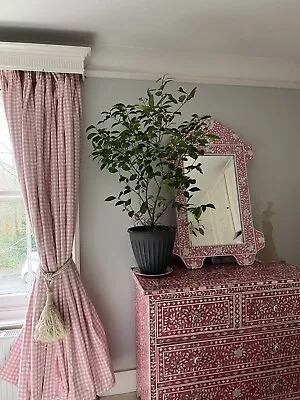£395 • Buy Huge 5.5m!bespoke Designers Guild Pink Gingham Wool Blanket Interlined Curtains
