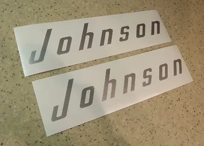 Johnson Vintage Outboard Motor Decals Silver 2-PAK FREE SHIP + FREE Fish Decal • $8