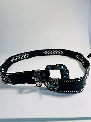 Montana West Western Cowgirl Turquoise  Leather Belt Sz 40 • $28.99