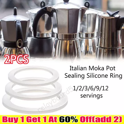 2 Replacement Gasket Seal For Coffee Pot Espresso Moka Stove Top.Silicone Rubber • £4.59