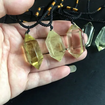 AAA Natural Clear Citrine Quartz Crystal Point Pendant Healing Wand Necklace US • $9.40